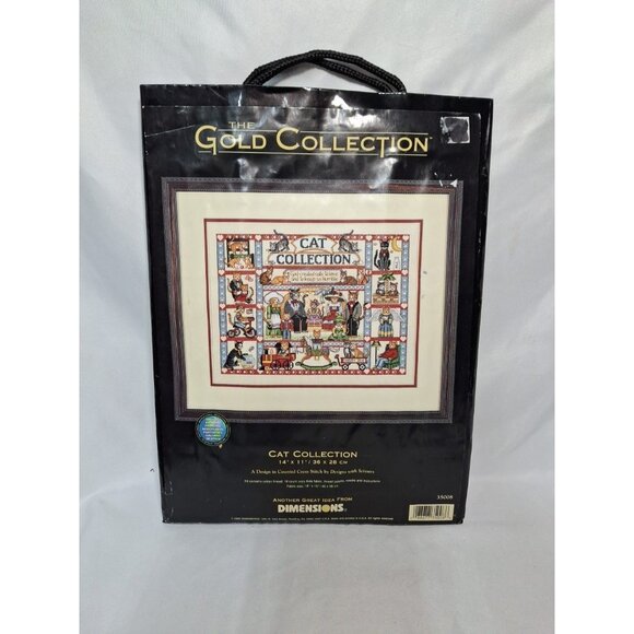 Vintage Dimensions Gold Cat Collection Counted Cross Stitch Kit 1999 18 aida NOP